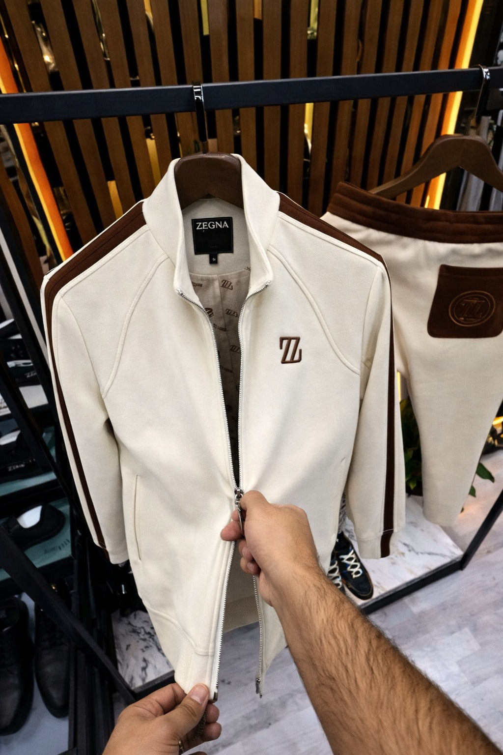 Men’s Luxury Zip-Up Tracksuit – Premium Two-Tone Co-Ord Set - (W-13)