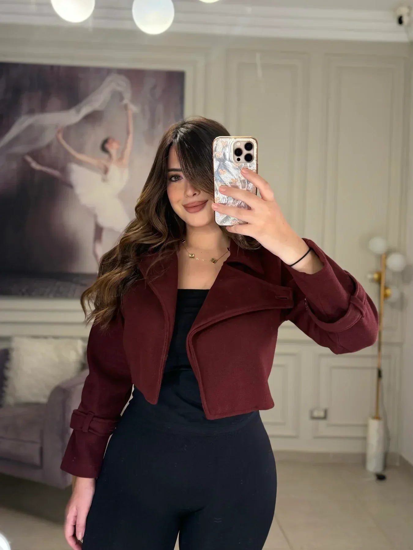 CH - 614  Women’s Stylish Fleece Twin Set – Short Jacket & Inner Outfit - 