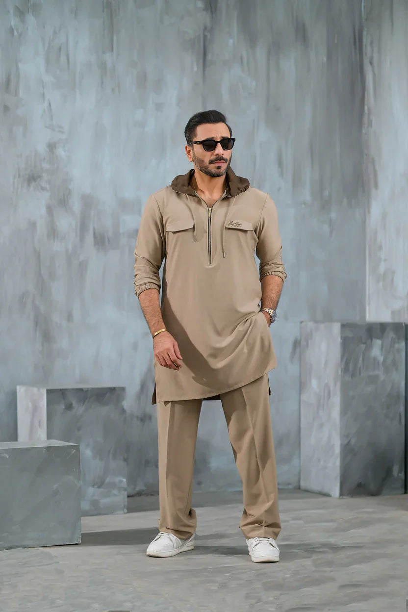 Men’s Hooded Kurta Pajama Set – Modern Fusion Ethnic Wear