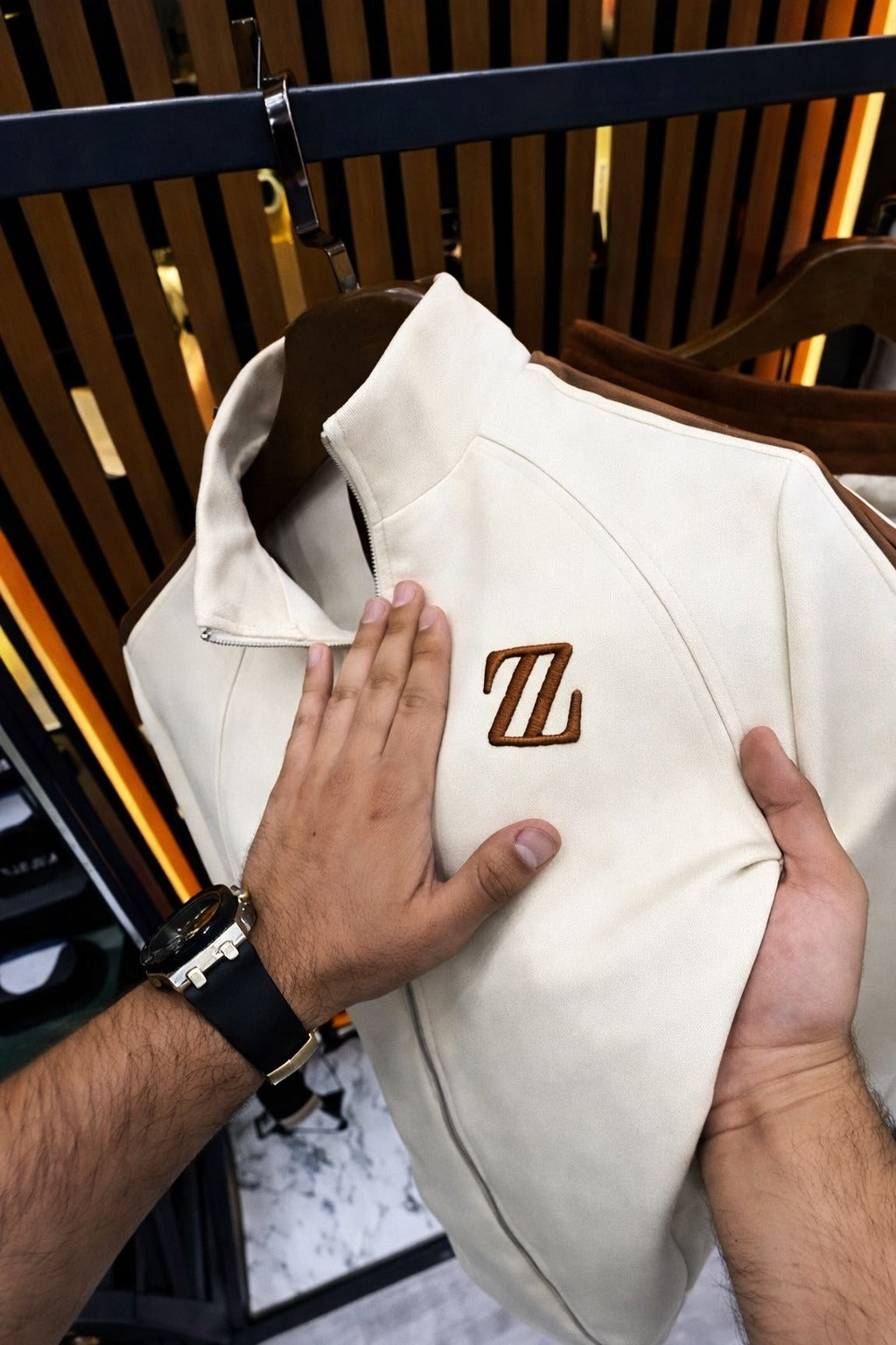 Men’s Luxury Zip-Up Tracksuit – Premium Two-Tone Co-Ord Set -  (W-13)