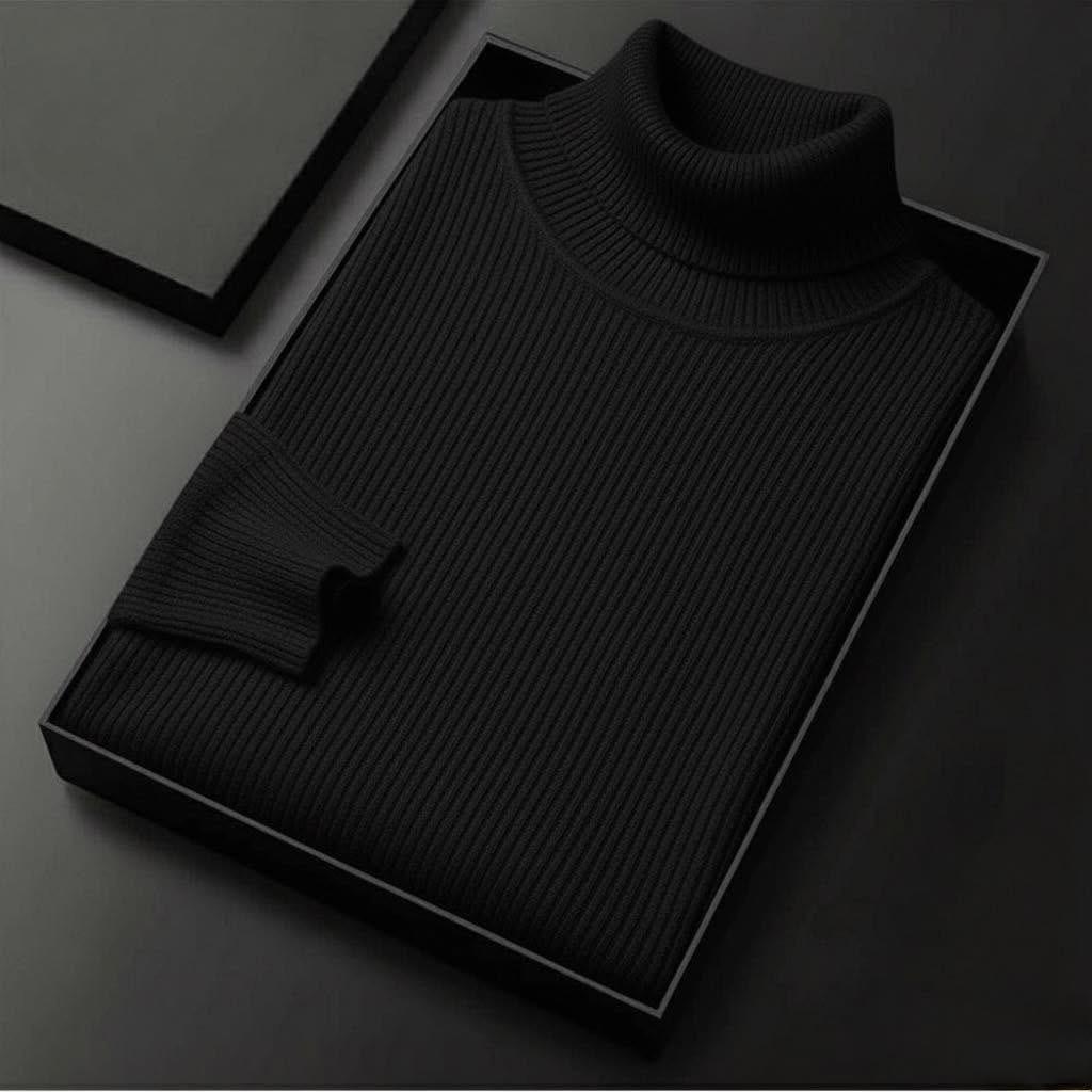 Men’s Premium Ribbed Turtleneck Sweater – Classic Winter Essential
