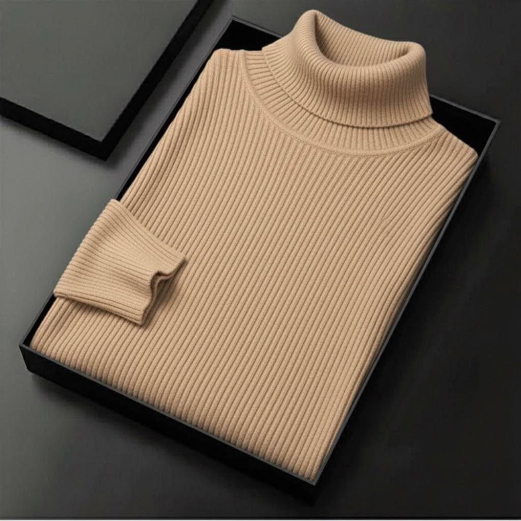 Men’s Premium Ribbed Turtleneck Sweater – Classic Winter Essential