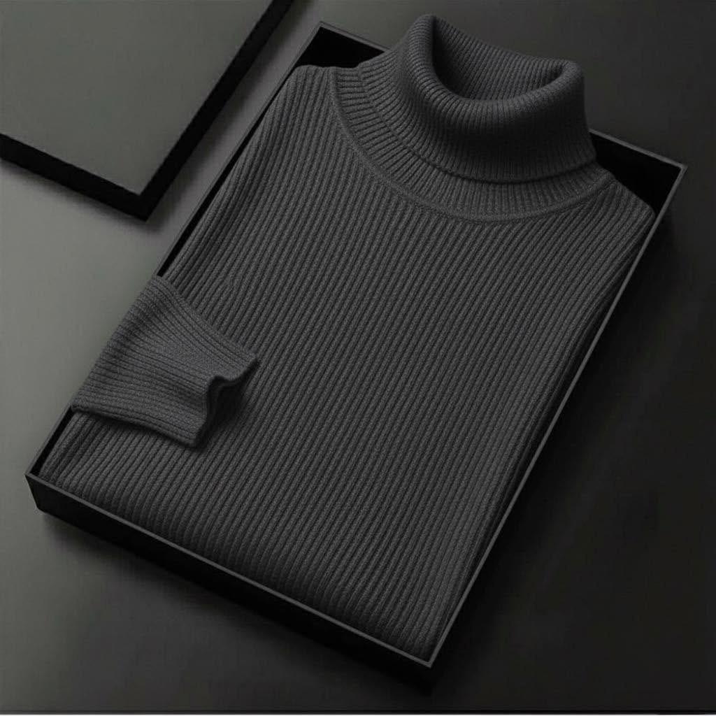 Men’s Premium Ribbed Turtleneck Sweater – Classic Winter Essential
