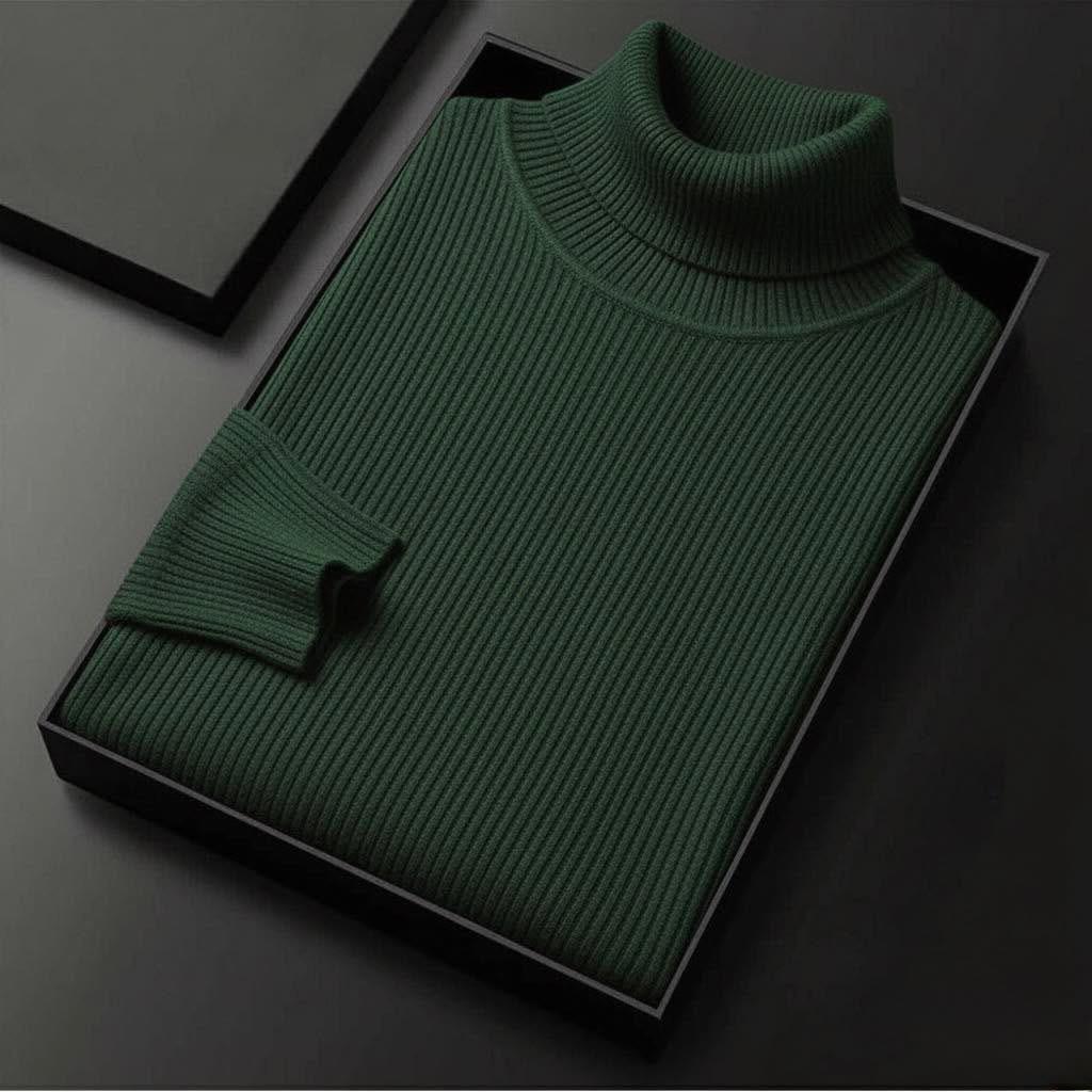 Men’s Premium Ribbed Turtleneck Sweater – Classic Winter Essential